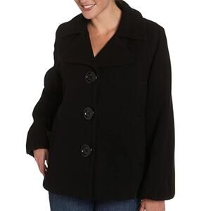 MICHAEL KORS 100% Wool Gorgeous Black Swing Coat Size 10
